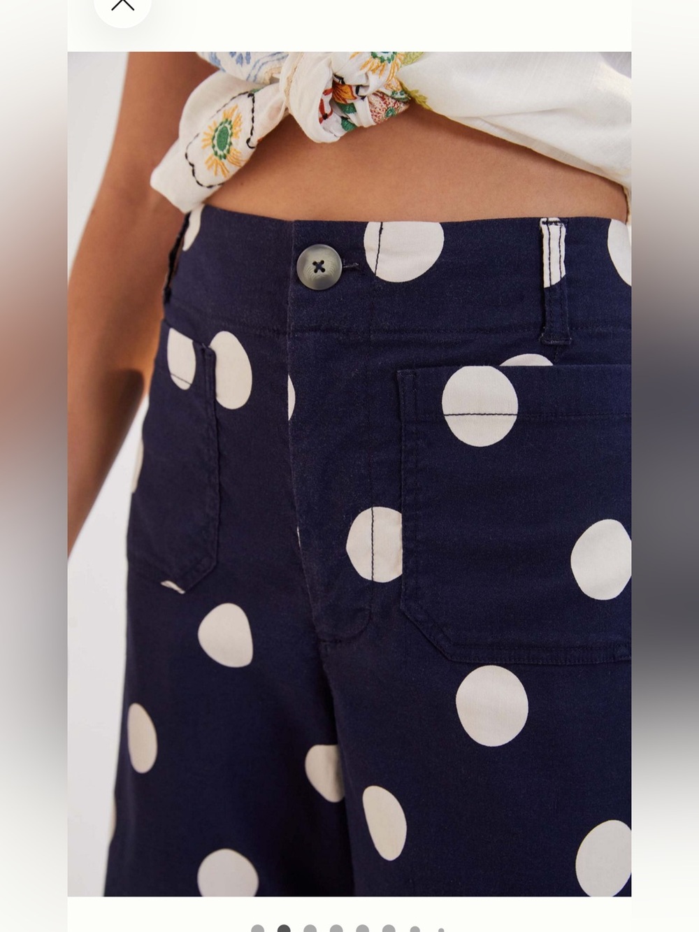 Maeve the Colette Navy and White Polka Dot Wide-Leg Pants - Picture 4 of 5